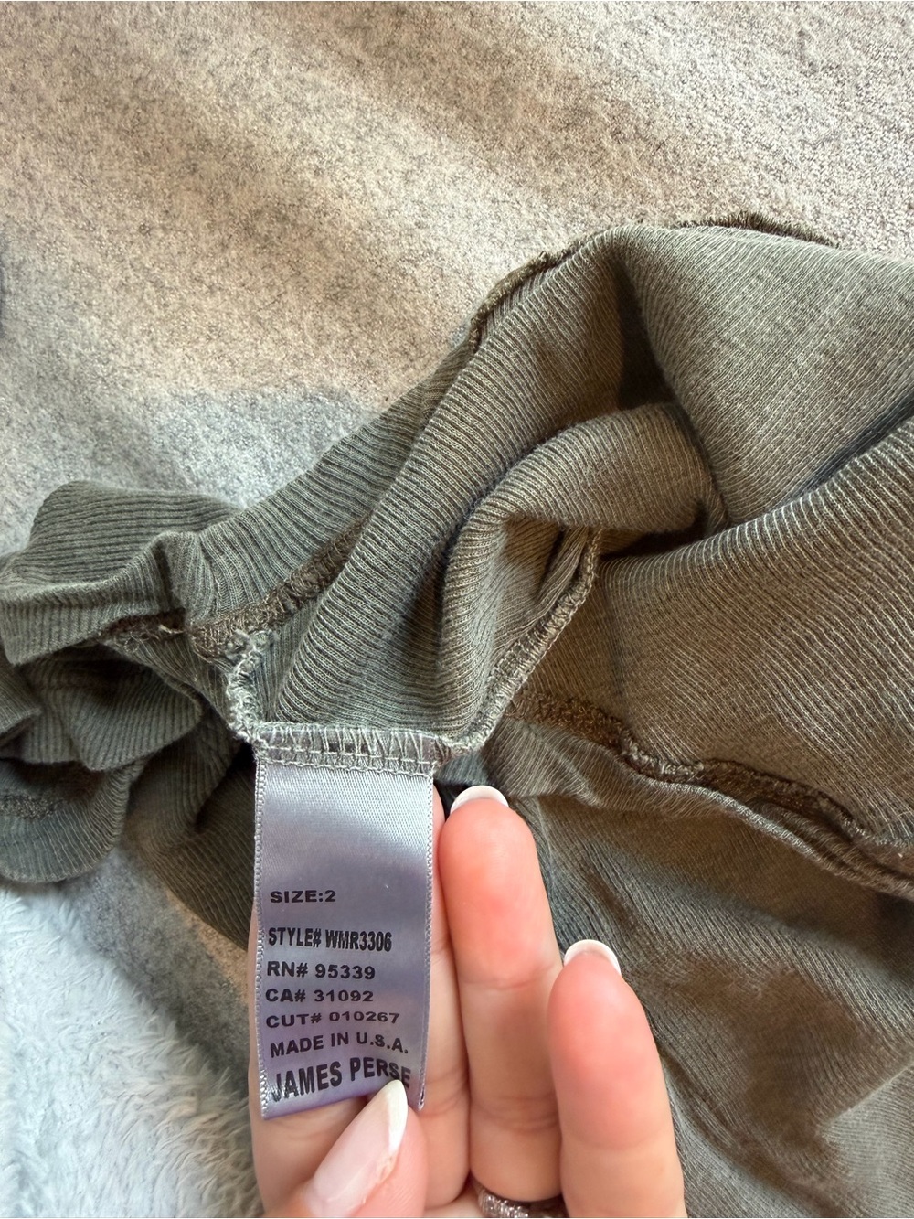 Standard James Perse Scoop neck olive green ribbed top size 2 100% cotton - Picture 7 of 10